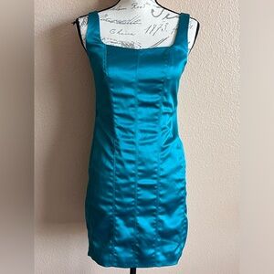 House Of Harlow 1960 Emerald Green Satin Cocktail Chic Mini Dress Small